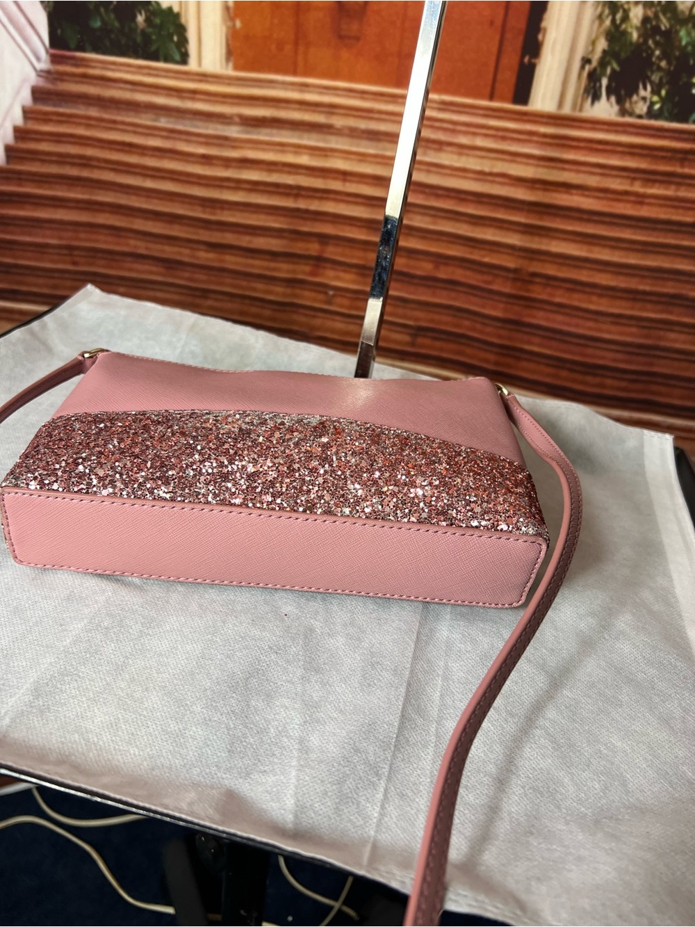 NWOT Kate Spade Leather Greta Court Glitter Ramey Crossbody Bag, Zip Closure 💖 - Picture 16 of 17